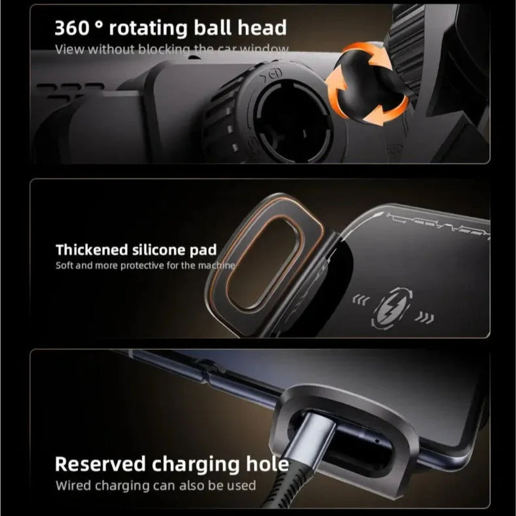 VNSPORT 360° Rotating 15W Wireless Car Fast Charger Mount