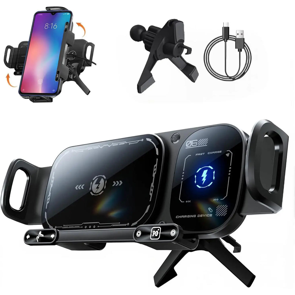 VNSPORT 360° Rotating 15W Wireless Car Fast Charger Mount