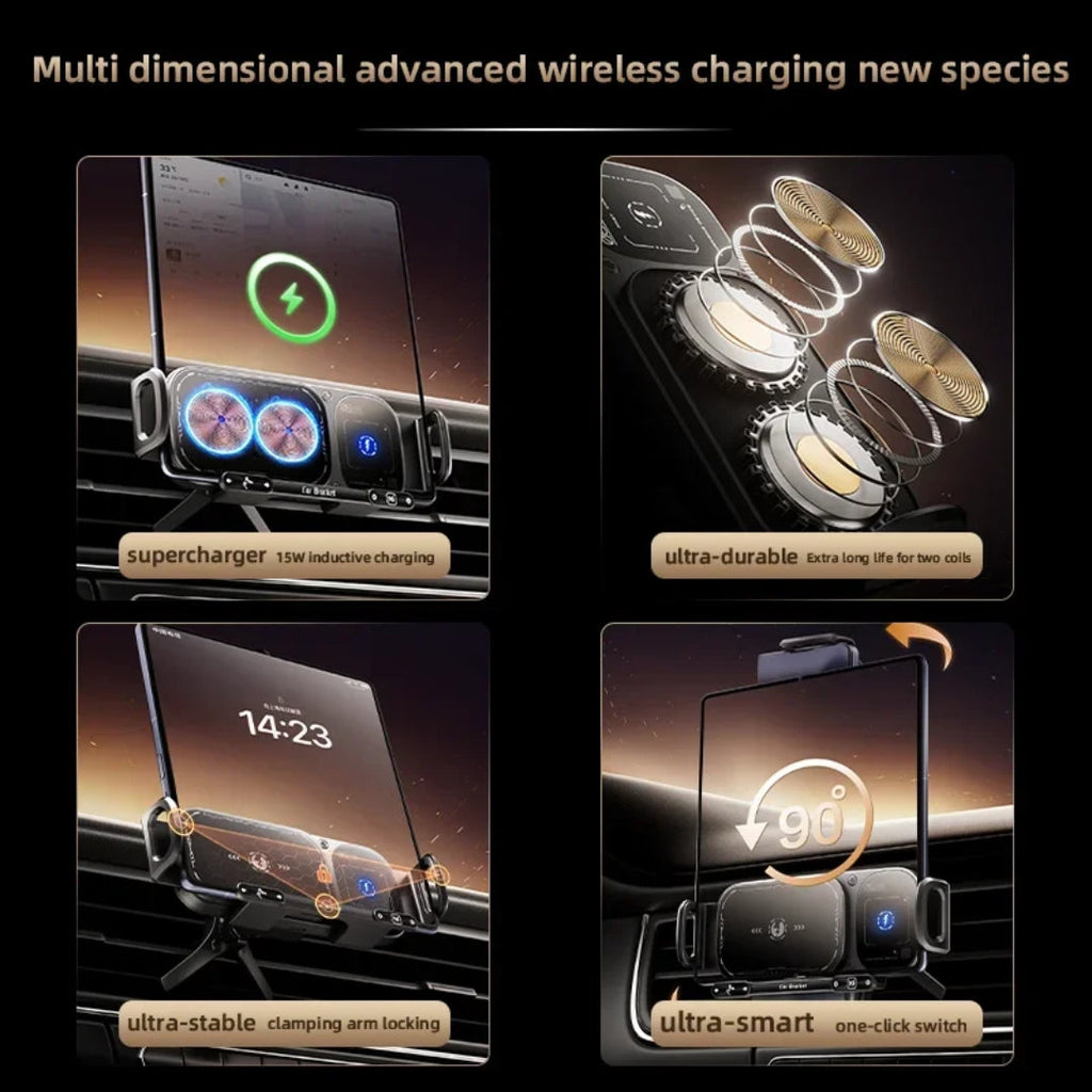 VNSPORT 360° Rotating 15W Wireless Car Fast Charger Mount