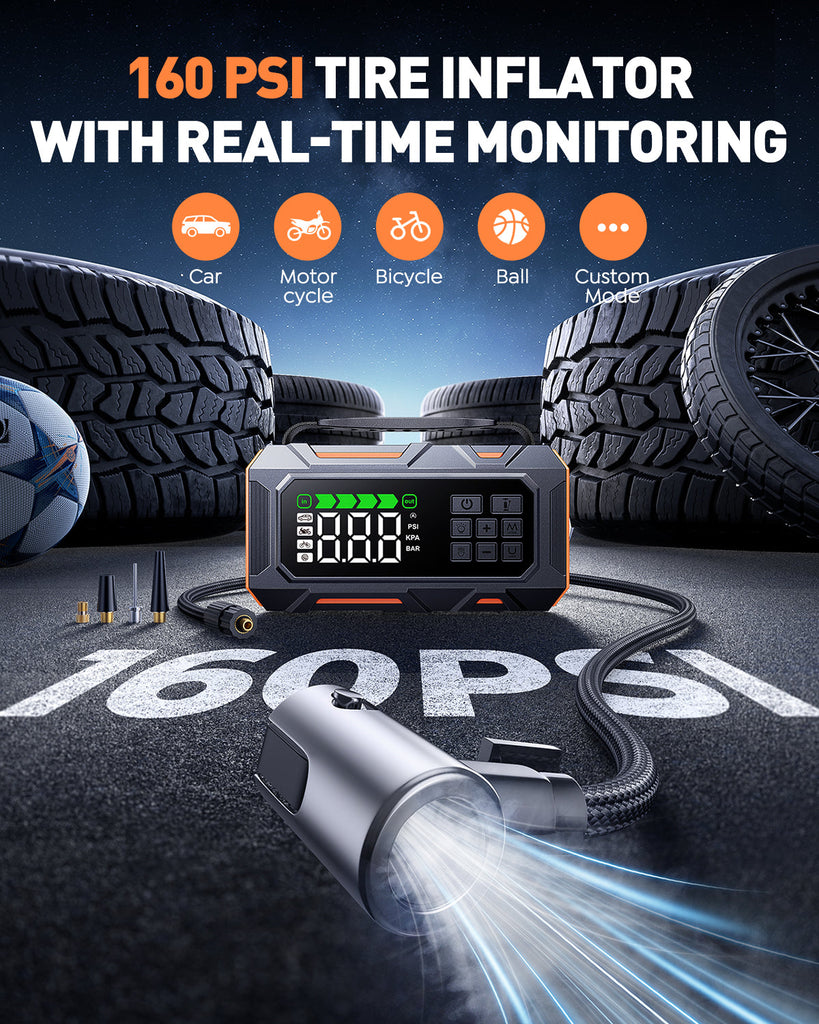 【New Arrivals】Buture Beta09 Car Jump Starter 8000A with 160 PSI Air Compressor丨16-in-1 Roadside Kit