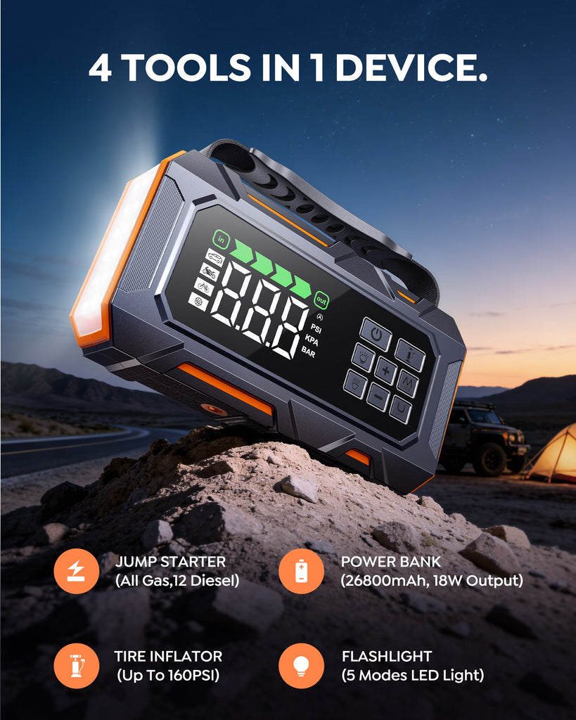 【New Arrivals】Buture Beta09 Car Jump Starter 8000A with 160 PSI Air Compressor丨16-in-1 Roadside Kit