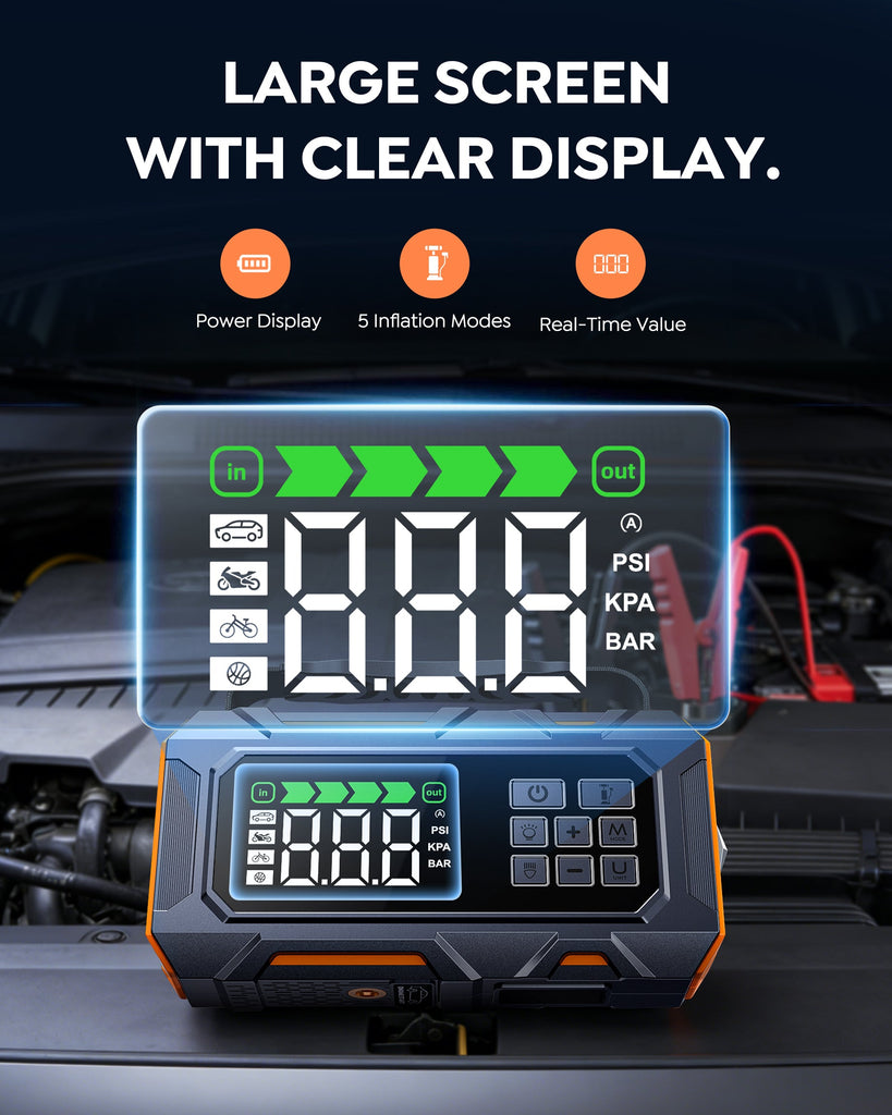 【New Arrivals】Buture Beta09 Car Jump Starter 8000A with 160 PSI Air Compressor丨16-in-1 Roadside Kit