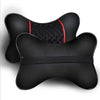 2Pcs PU Leather Knitted Car Pillows Headrest Neck Rest Cushion Support Seat Accessories Auto Black Safety Pillow Universal Decor Car Neck Pillows Headrest Relief Filled Fiber Universal Car Pillow Both Side Pu Leather  Pack Headrest For Car Neck Pillow